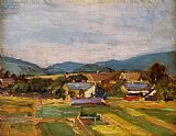 Egon Schiele Paintings - Landscape in Lower Austria by Egon Schiele